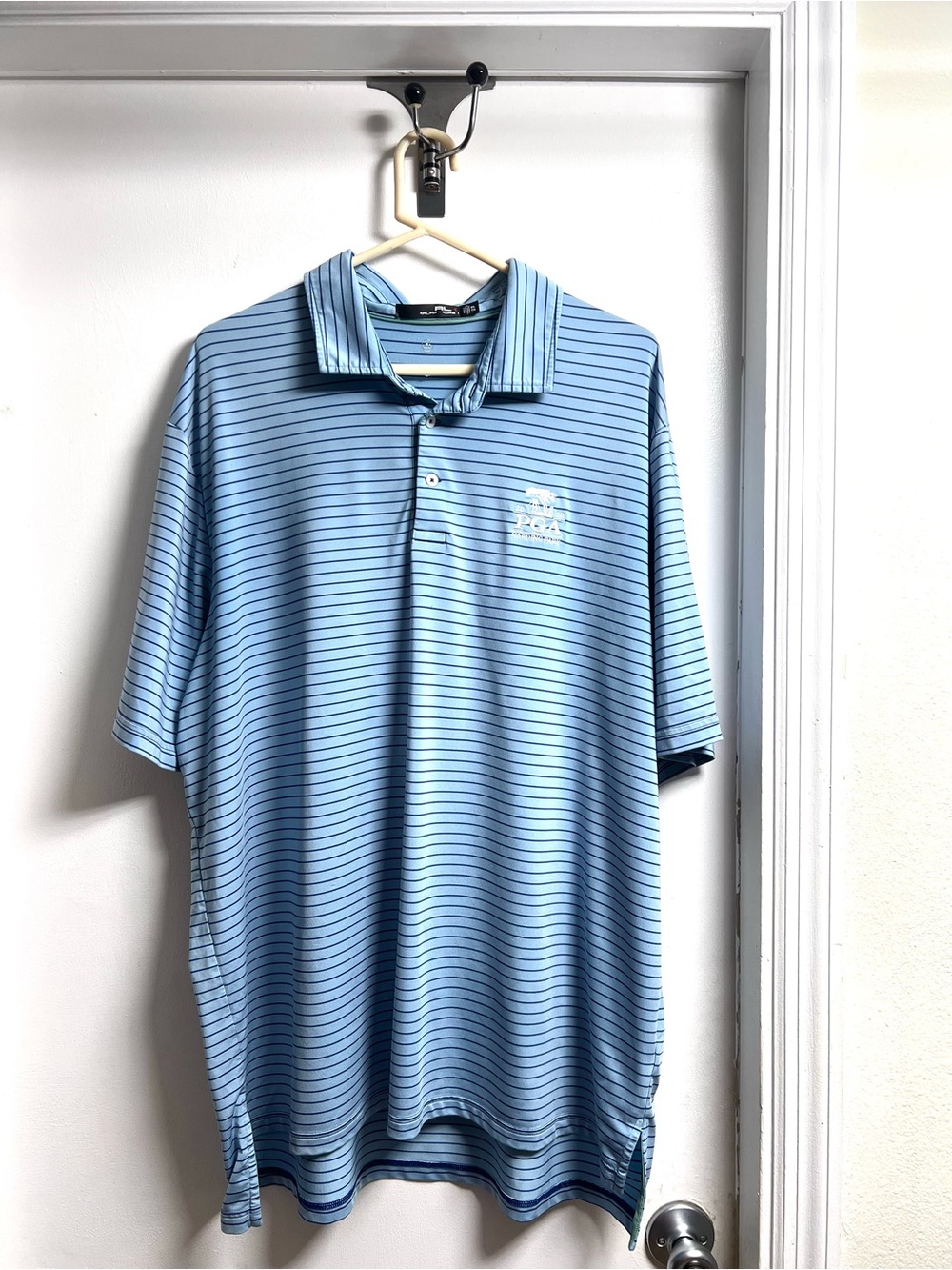 Ralph Lauren Harding Park 2020 PGA Light Blue Striped Polo with Chest Logo